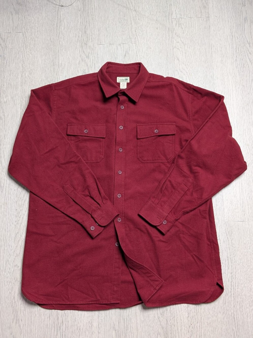 VTG USA L.L. Bean Chamois Cloth Shirt Men's‎ XL Tall Burgundy HEAVY Flannel 90s